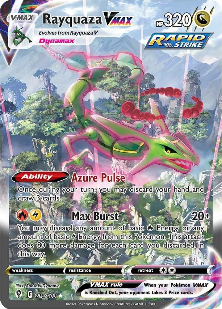 Rayquaza VMAX (Alternate Art Secret) 218  - Holofoil SWSH07 Evolving Skies - Secret Rare