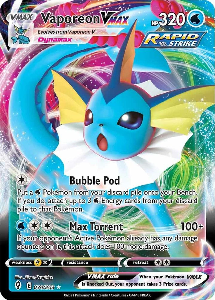 Vaporeon VMAX 030  - Holofoil SWSH07 Evolving Skies - Ultra Rare