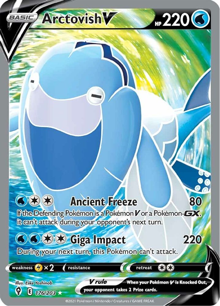 Arctovish V (Full Art) 176  - Holofoil SWSH07 Evolving Skies - Ultra Rare