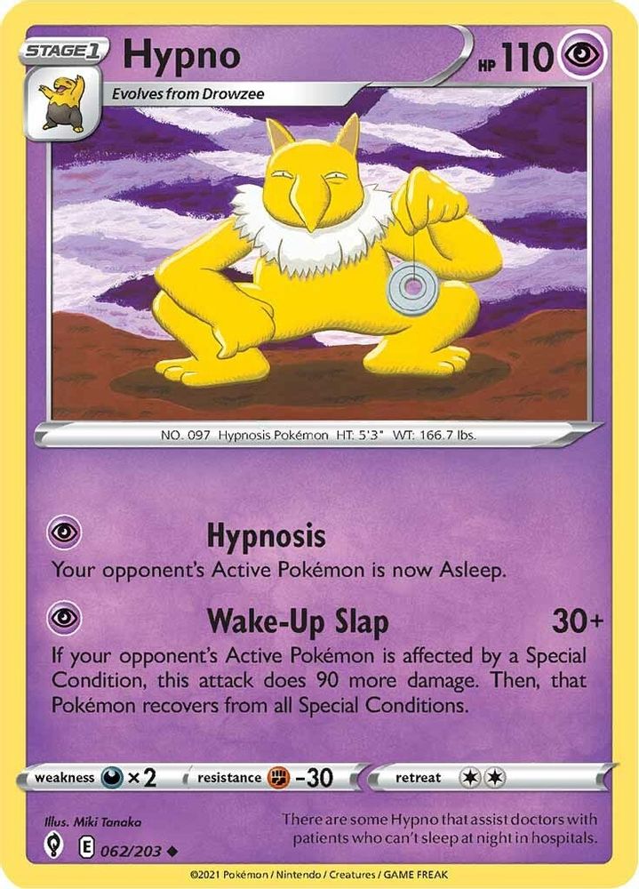 Hypno 062  - Reverse Holofoil SWSH07 Evolving Skies - Uncommon