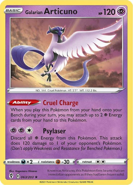 Galarian Articuno 063  - Holofoil SWSH07 Evolving Skies - Holo Rare