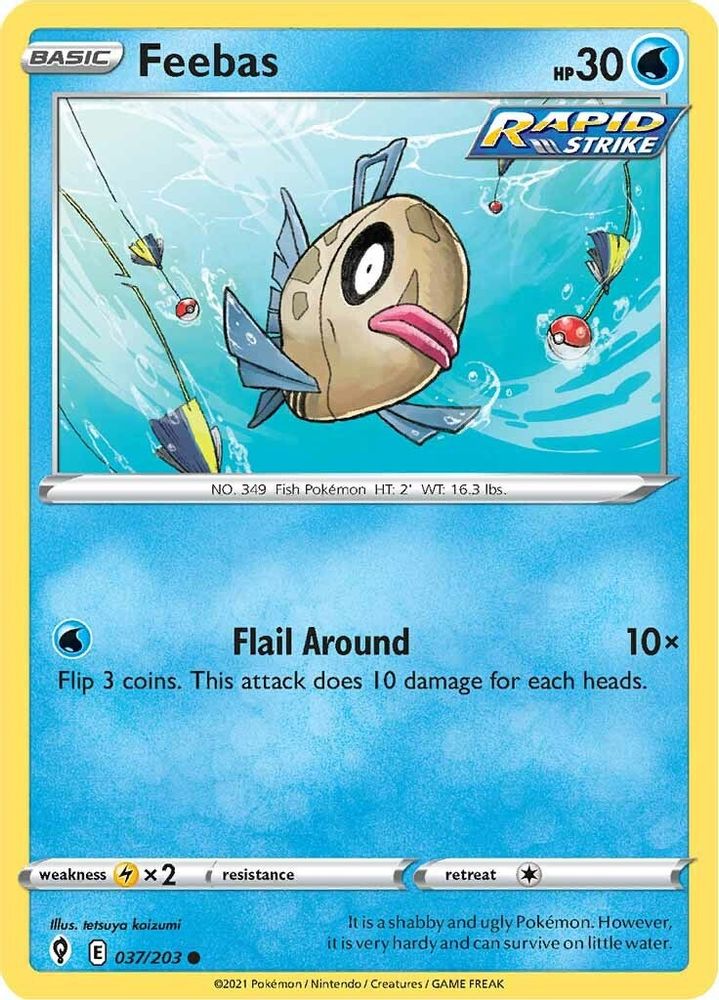 Feebas 037  - Reverse Holofoil SWSH07 Evolving Skies - Common
