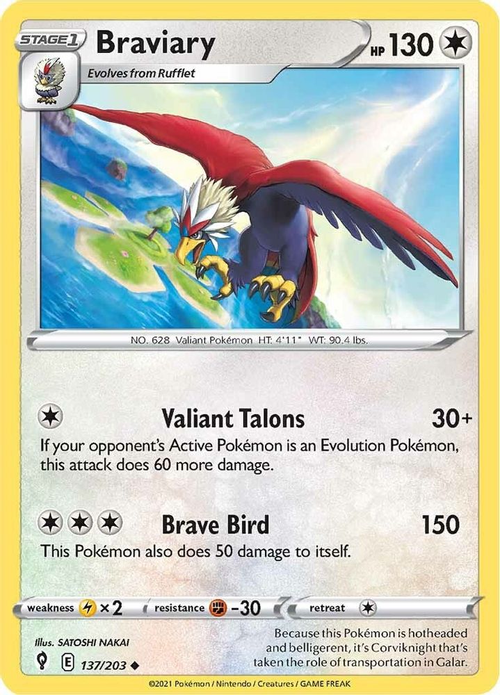 Braviary 137  SWSH07 Evolving Skies - Uncommon