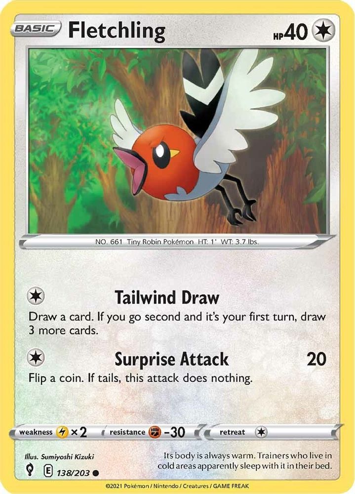 Fletchling 138  SWSH07 Evolving Skies - Common