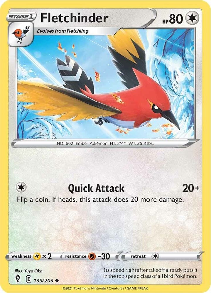Fletchinder 139  SWSH07 Evolving Skies - Uncommon
