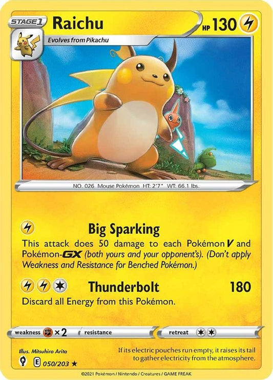 Raichu 050  - Reverse Holofoil SWSH07 Evolving Skies - Holo Rare