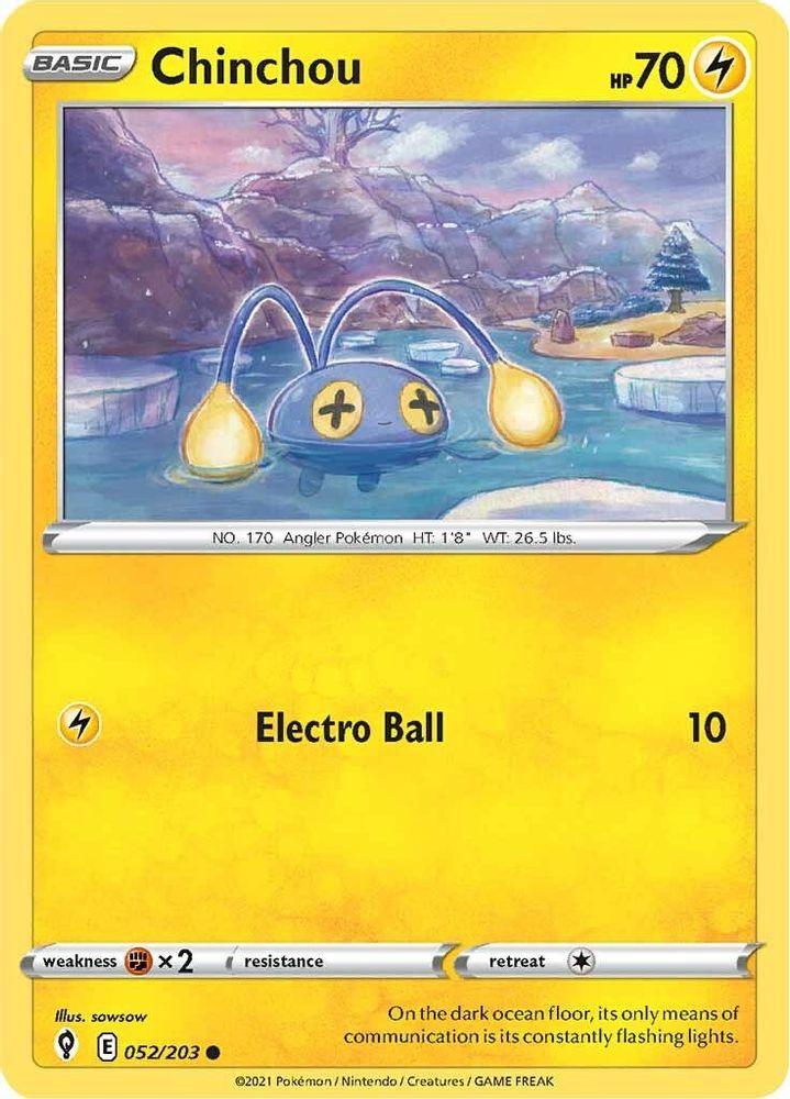 Chinchou 052  - Reverse Holofoil SWSH07 Evolving Skies - Common