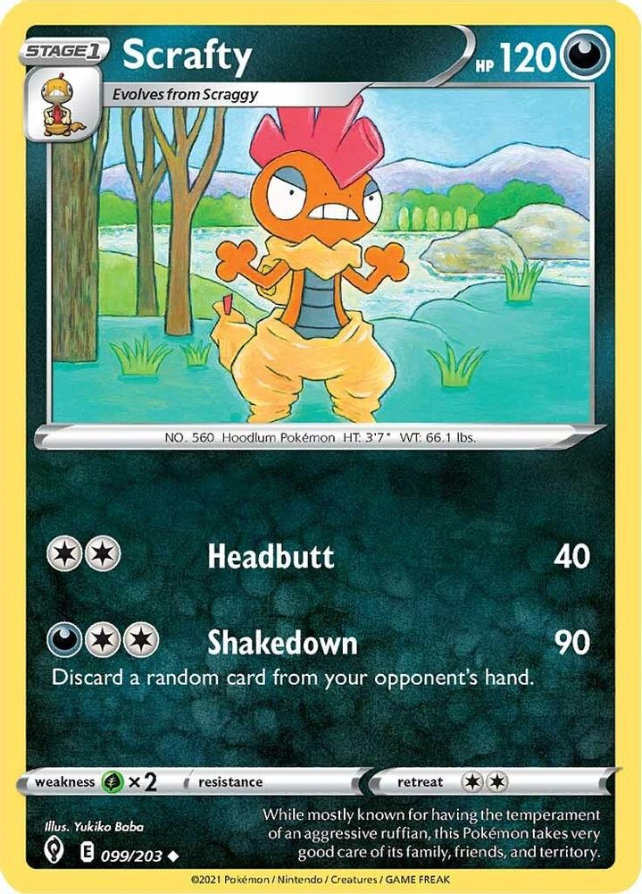 Scrafty 099  SWSH07 Evolving Skies - Uncommon