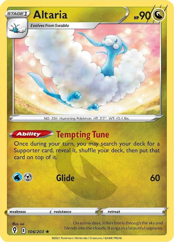 Altaria 106  SWSH07 Evolving Skies - Rare