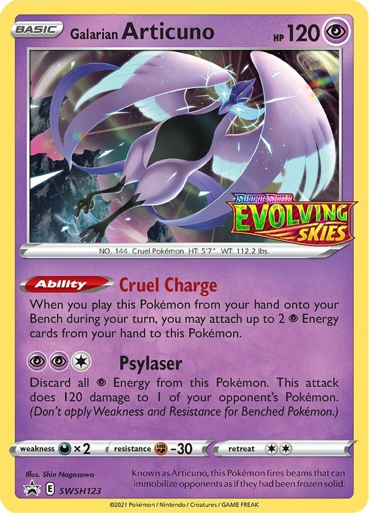 Galarian Articuno (Prerelease) SWSH123  - Holofoil SWSH Sword & Shield Promo Cards - Promo