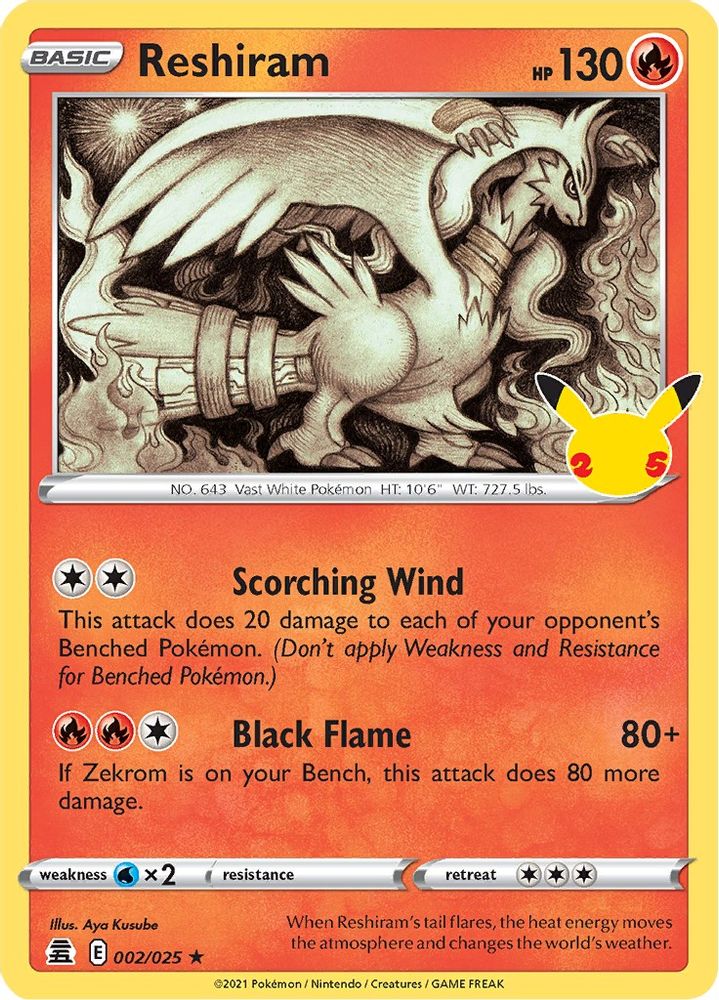 Reshiram 002  - Holofoil Celebrations - Holo Rare