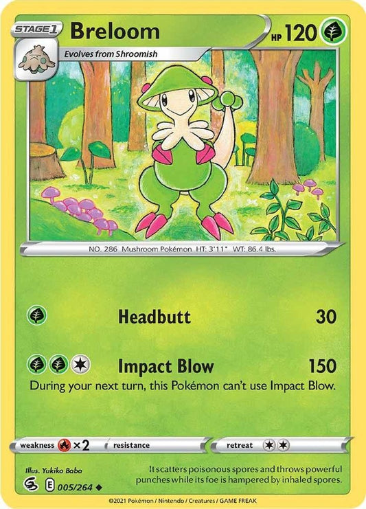 Breloom 005  - Reverse Holofoil SWSH08 Fusion Strike - Uncommon