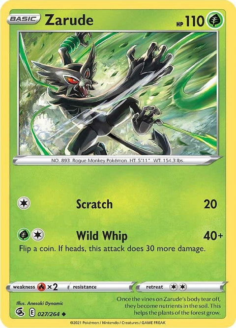 Zarude 027  - Reverse Holofoil SWSH08 Fusion Strike - Uncommon