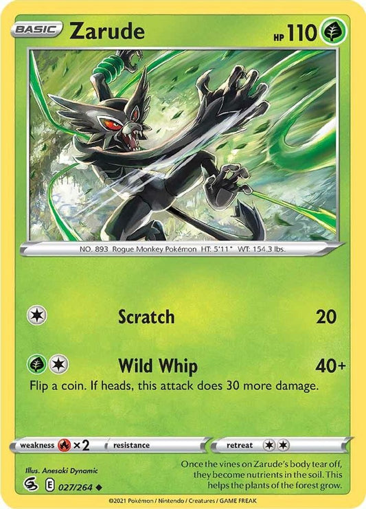 Zarude 027  - Reverse Holofoil SWSH08 Fusion Strike - Uncommon