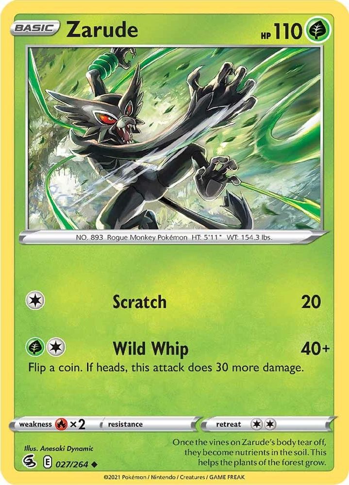Zarude 027  - Reverse Holofoil SWSH08 Fusion Strike - Uncommon