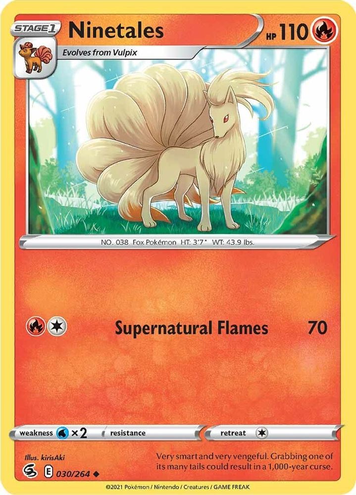 Ninetales (30) (30) 030  - Reverse Holofoil SWSH08 Fusion Strike - Uncommon