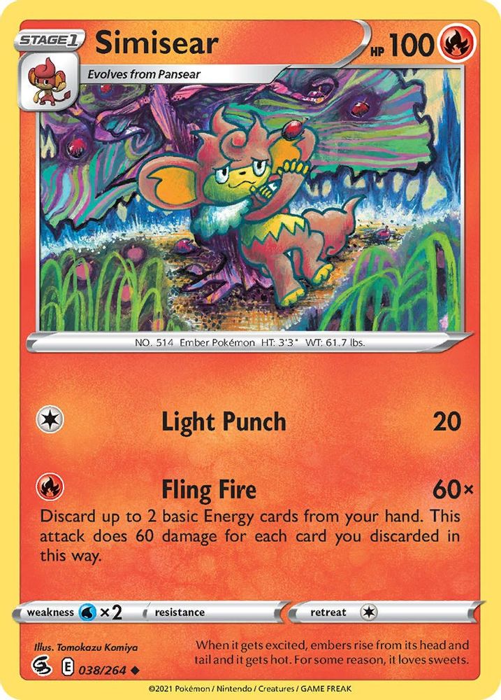 Simisear 038  SWSH08 Fusion Strike - Uncommon