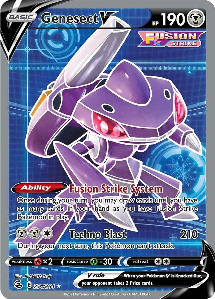 Genesect V (Full Art) 254  - Holofoil SWSH08 Fusion Strike - Ultra Rare