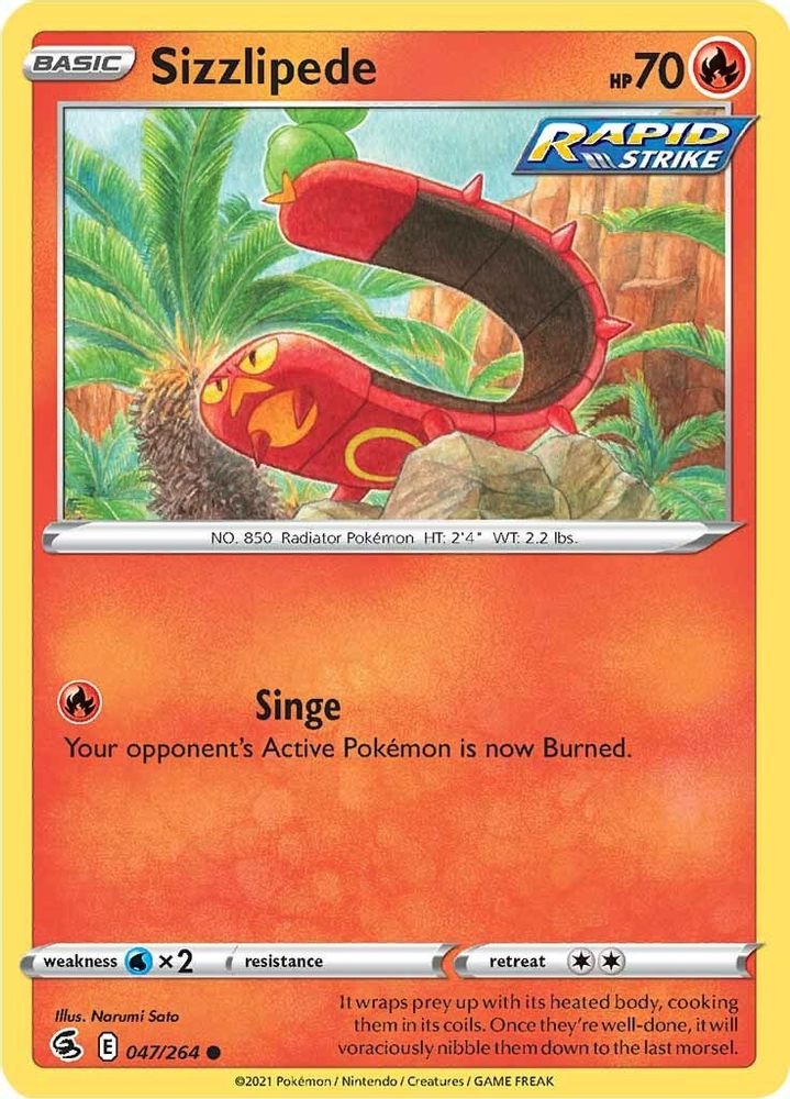 Sizzlipede (47) (47) 047  - Reverse Holofoil SWSH08 Fusion Strike - Common