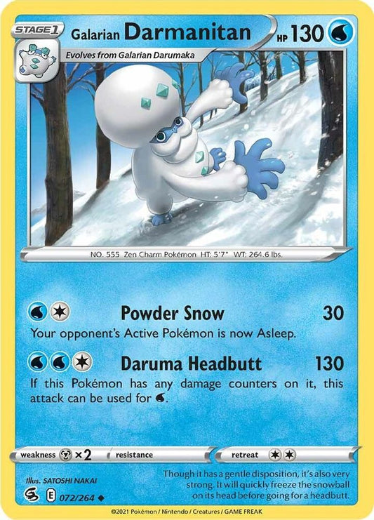 Galarian Darmanitan 072  - Reverse Holofoil SWSH08 Fusion Strike - Uncommon