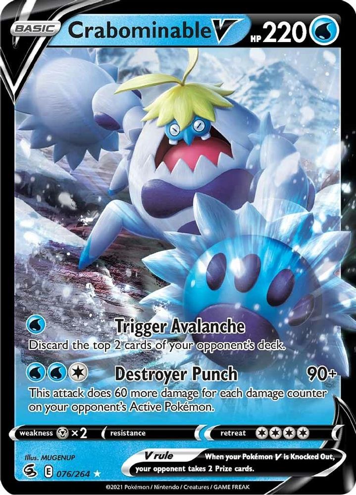 Crabominable V 076  - Holofoil SWSH08 Fusion Strike - Ultra Rare