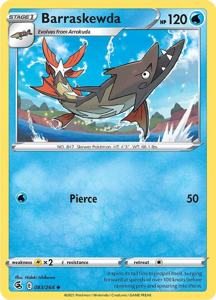 Barraskewda 083  - Reverse Holofoil SWSH08 Fusion Strike - Uncommon