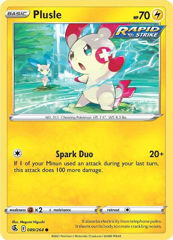 Plusle 089  - Reverse Holofoil SWSH08 Fusion Strike - Common