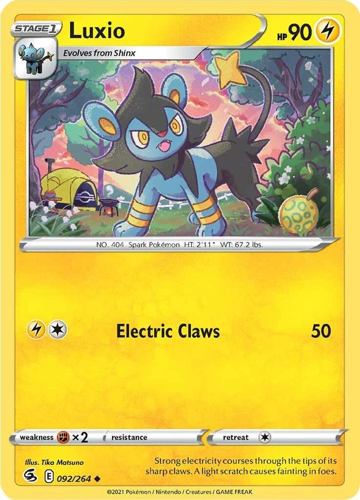Luxio 092  - Reverse Holofoil SWSH08 Fusion Strike - Uncommon
