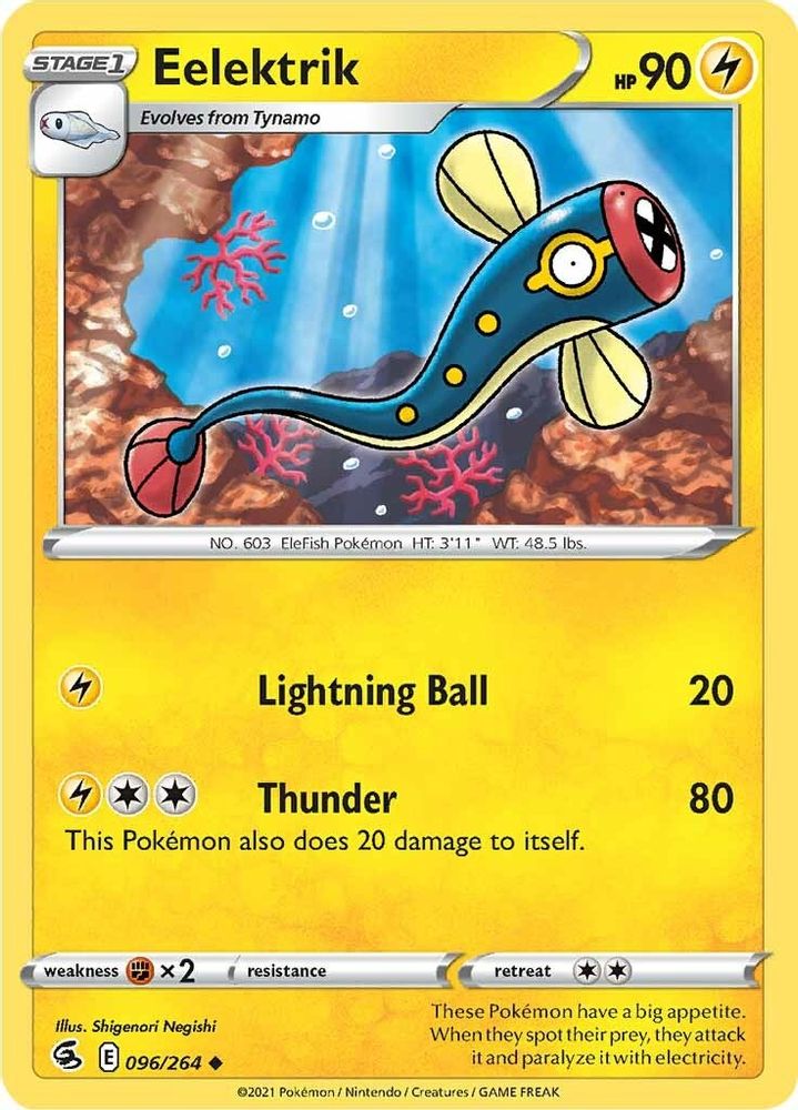 Eelektrik 096  - Reverse Holofoil SWSH08 Fusion Strike - Uncommon