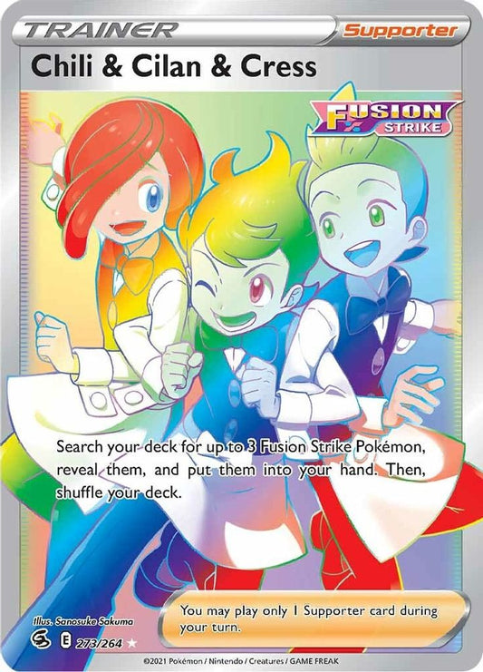 Chili & Cilan & Cress (Secret) 273  - Holofoil SWSH08 Fusion Strike - Secret Rare