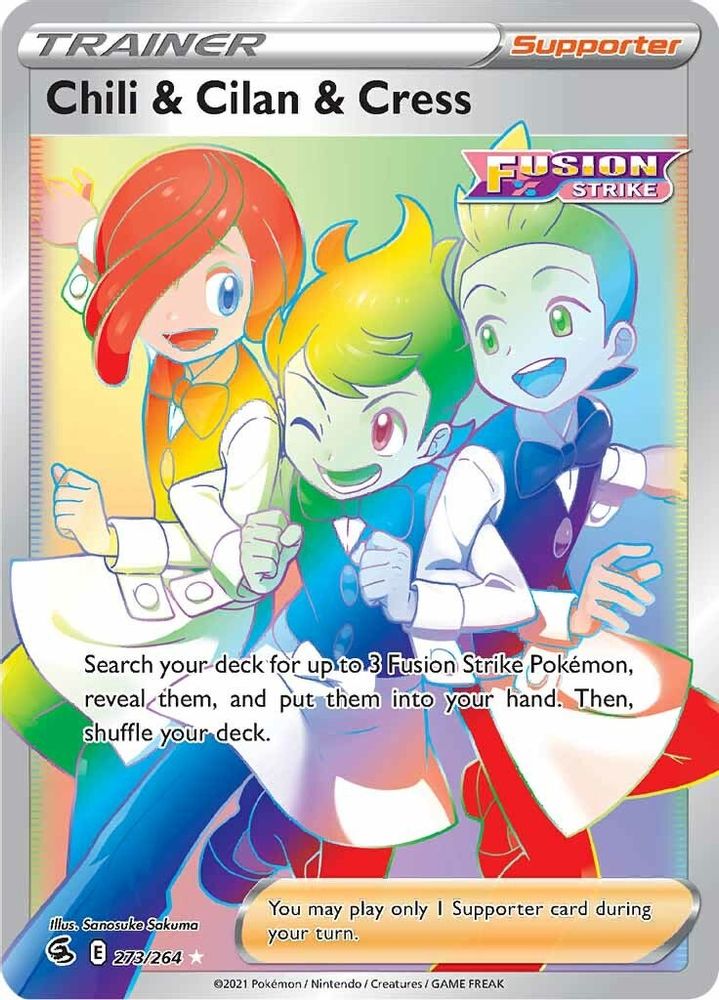 Chili & Cilan & Cress (Secret) 273  - Holofoil SWSH08 Fusion Strike - Secret Rare