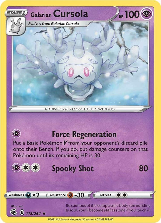 Galarian Cursola 118  SWSH08 Fusion Strike - Rare