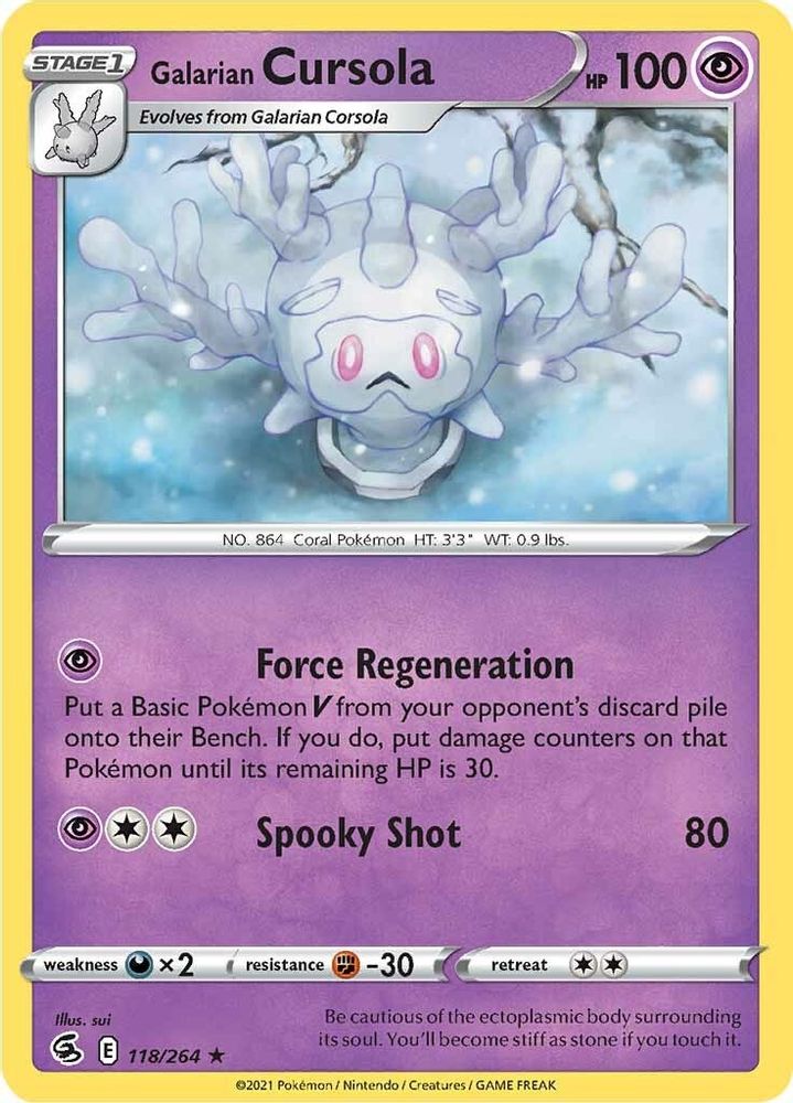 Galarian Cursola 118  - Reverse Holofoil SWSH08 Fusion Strike - Rare