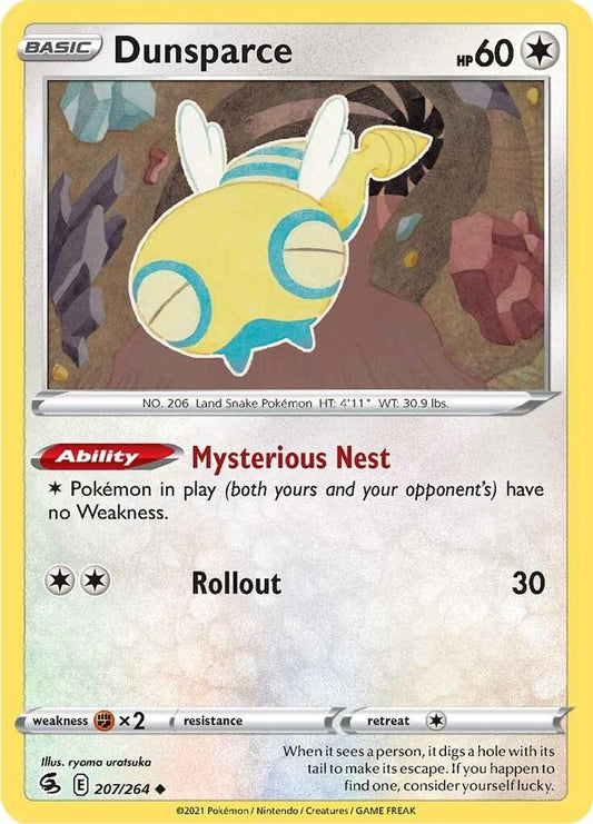 Dunsparce 207  - Reverse Holofoil SWSH08 Fusion Strike - Uncommon