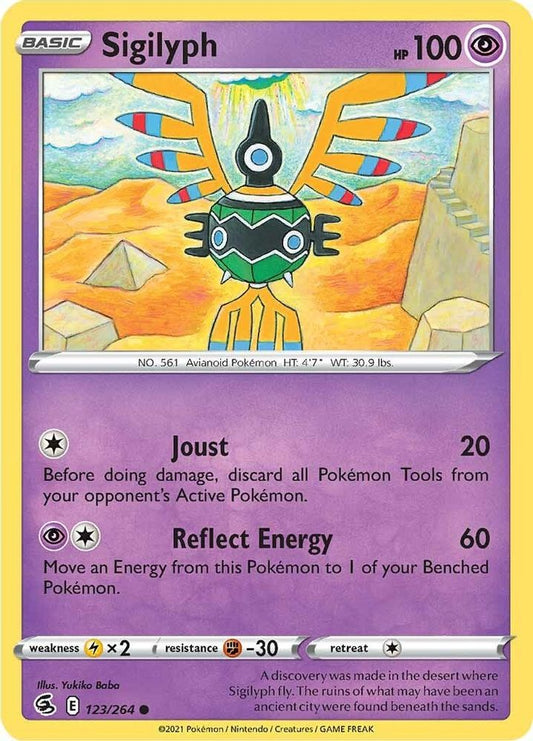 Sigilyph 123  - Reverse Holofoil SWSH08 Fusion Strike - Common