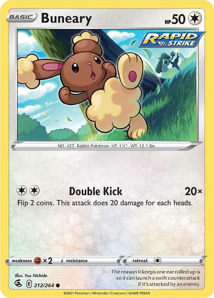 Buneary 212  - Reverse Holofoil SWSH08 Fusion Strike - Common