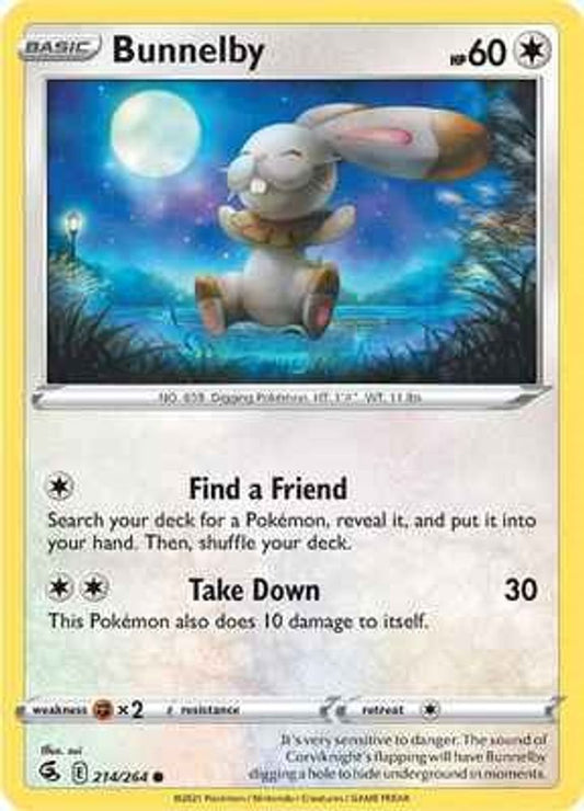 Bunnelby 214  - Reverse Holofoil SWSH08 Fusion Strike - Common