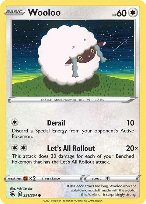 Wooloo (221) (221) 221  - Reverse Holofoil SWSH08 Fusion Strike - Common