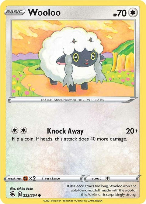 Wooloo (222) (222) 222  - Reverse Holofoil SWSH08 Fusion Strike - Common