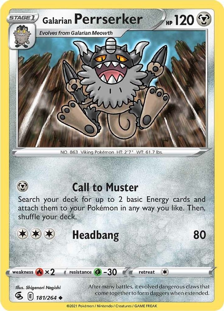 Galarian Perrserker 181  SWSH08 Fusion Strike - Uncommon
