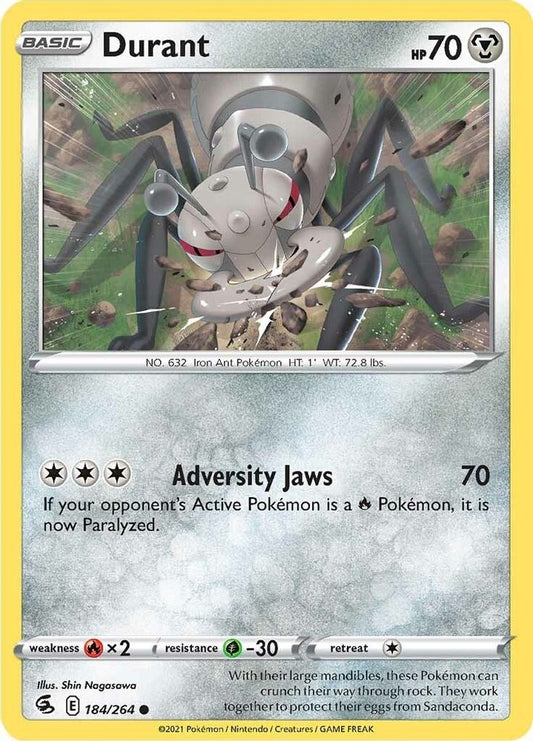 Durant 184  - Reverse Holofoil SWSH08 Fusion Strike - Common