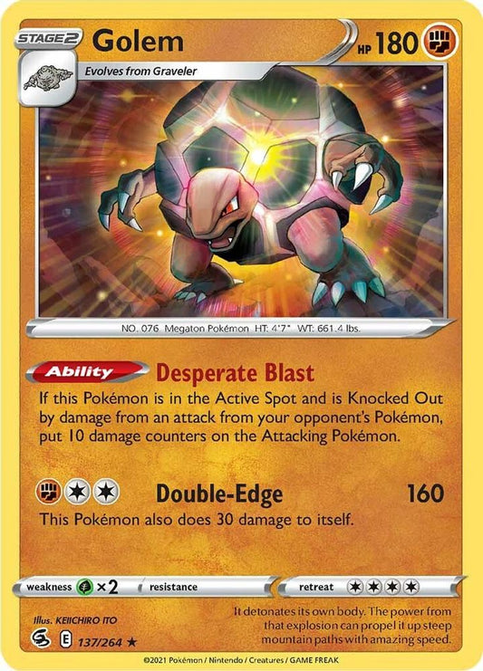 Golem 137  - Reverse Holofoil SWSH08 Fusion Strike - Rare