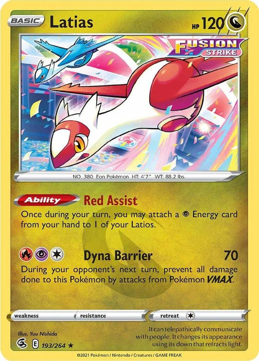 Latias 193  - Reverse Holofoil SWSH08 Fusion Strike - Rare