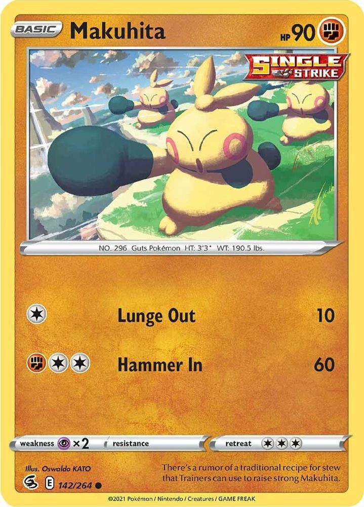 Makuhita 142  - Reverse Holofoil SWSH08 Fusion Strike - Common