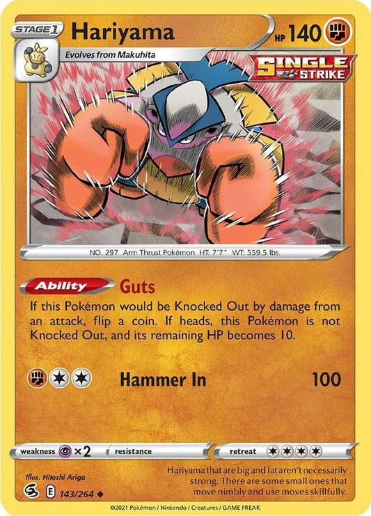 Hariyama 143  - Reverse Holofoil SWSH08 Fusion Strike - Uncommon