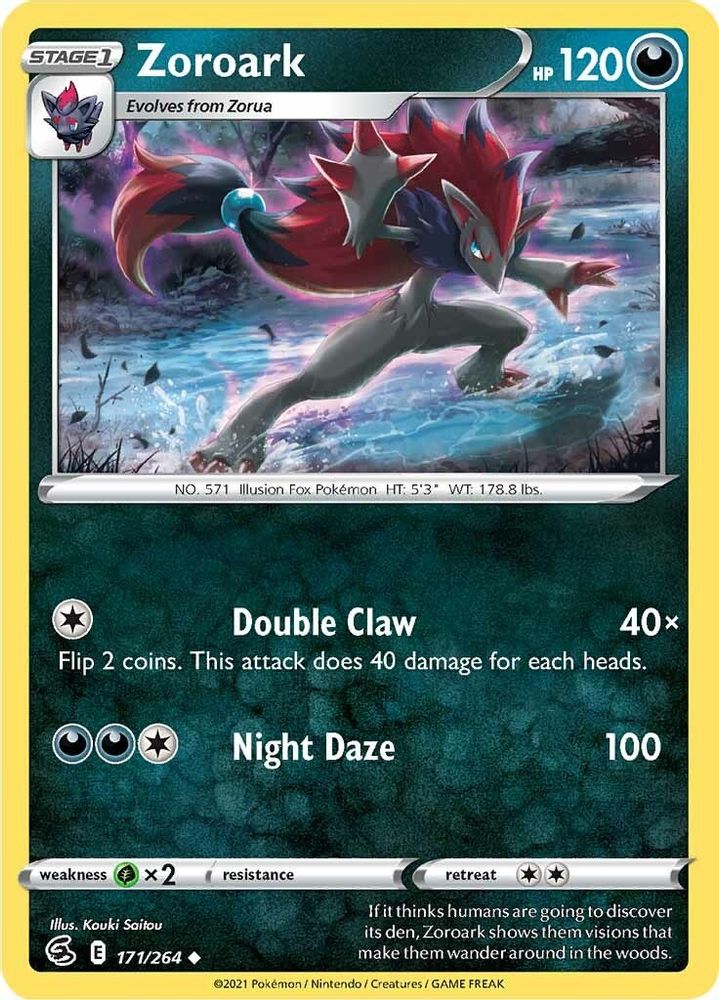 Zoroark 171  - Reverse Holofoil SWSH08 Fusion Strike - Uncommon