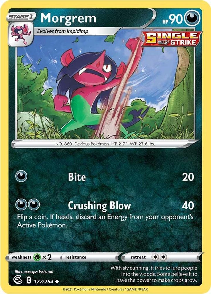 Morgrem 177  - Reverse Holofoil SWSH08 Fusion Strike - Uncommon