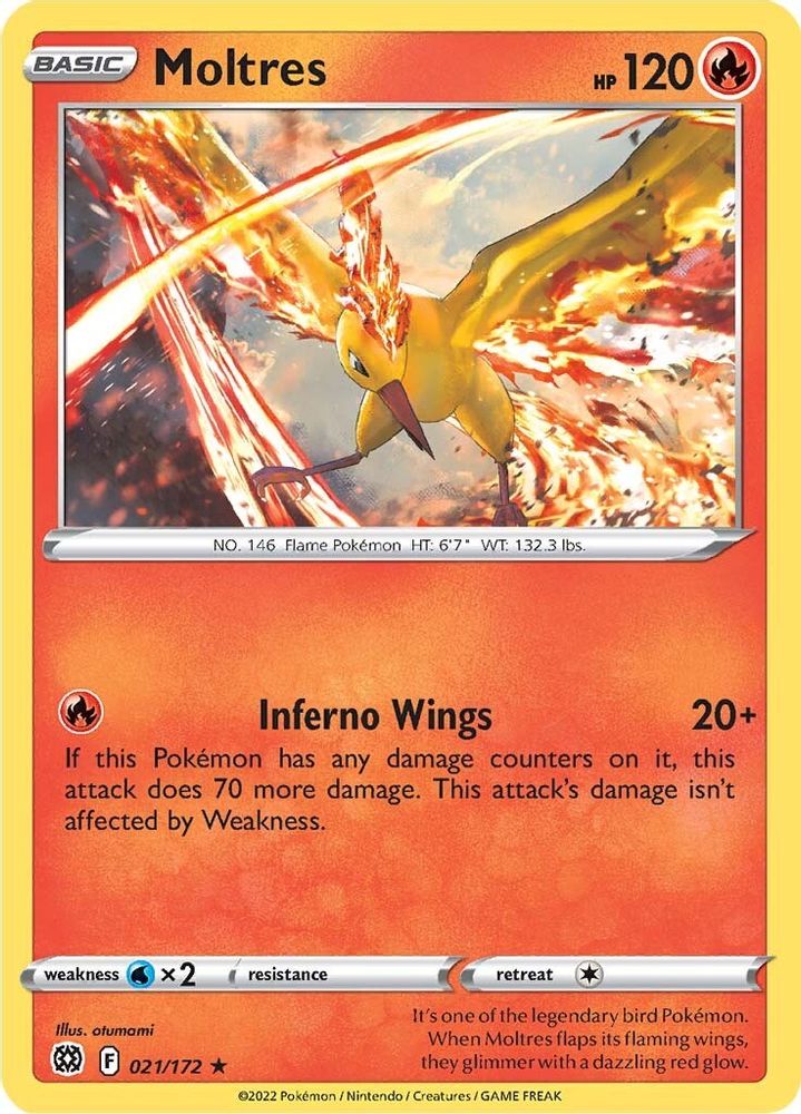 Moltres 021  - Reverse Holofoil SWSH09 Brilliant Stars - Holo Rare