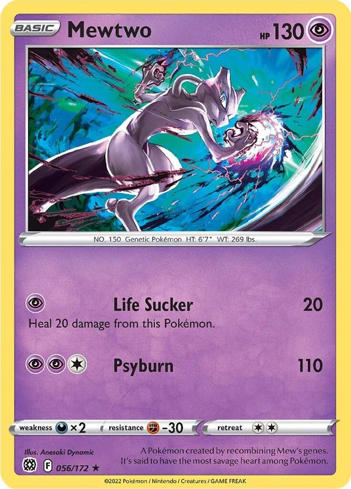 Mewtwo 056  - Reverse Holofoil SWSH09 Brilliant Stars - Rare