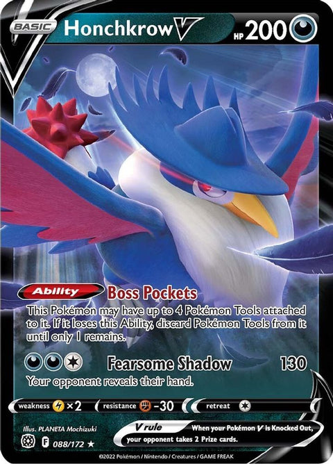 Honchkrow V 088  - Holofoil SWSH09 Brilliant Stars - Ultra Rare